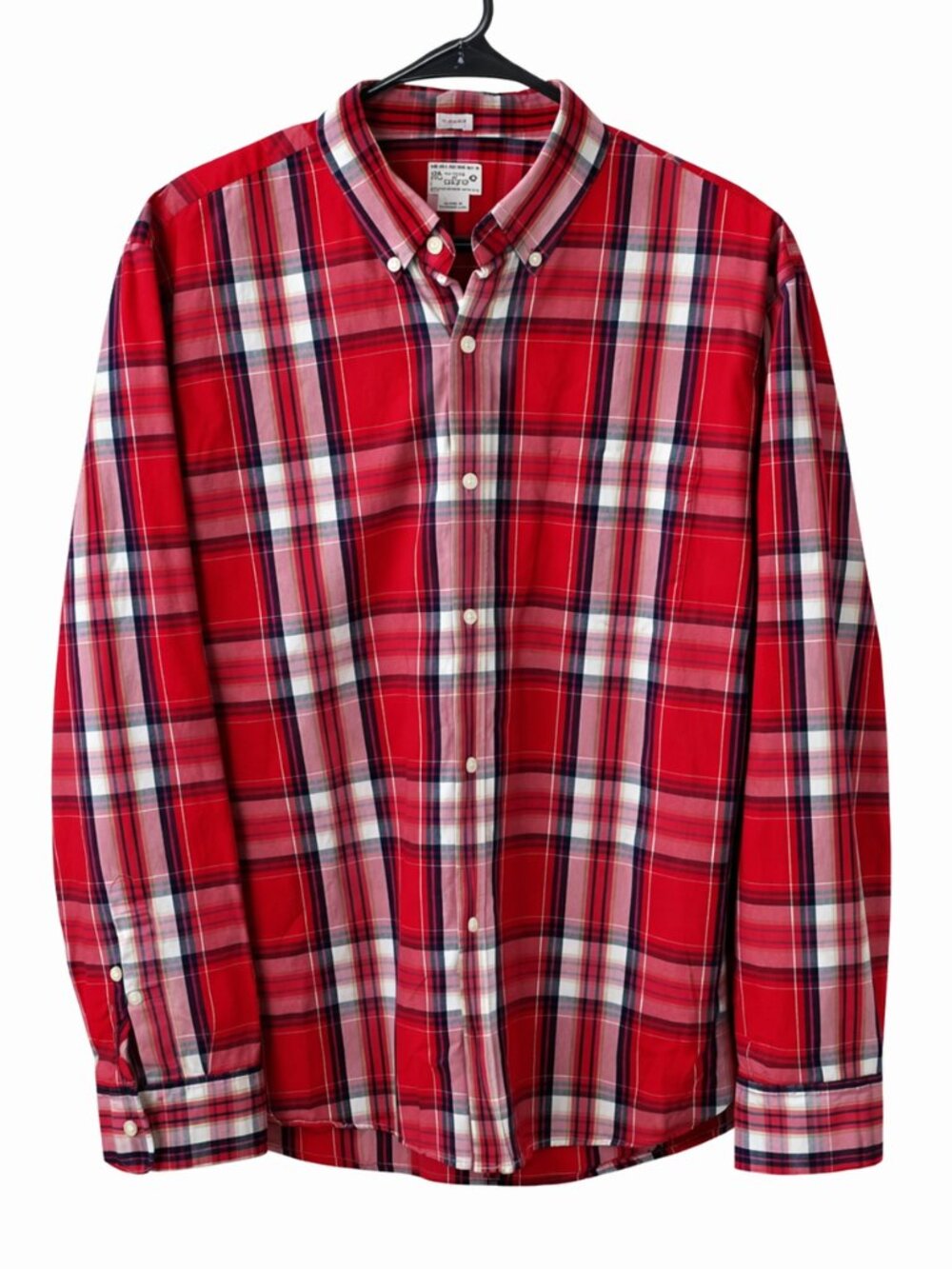 J.Crew Men's XL Slim Fit Button Down Shirt Long Sleeve Cotton Plaid Red